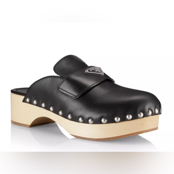 PRADA Studded Leather Clogs - Picture 1 of 10